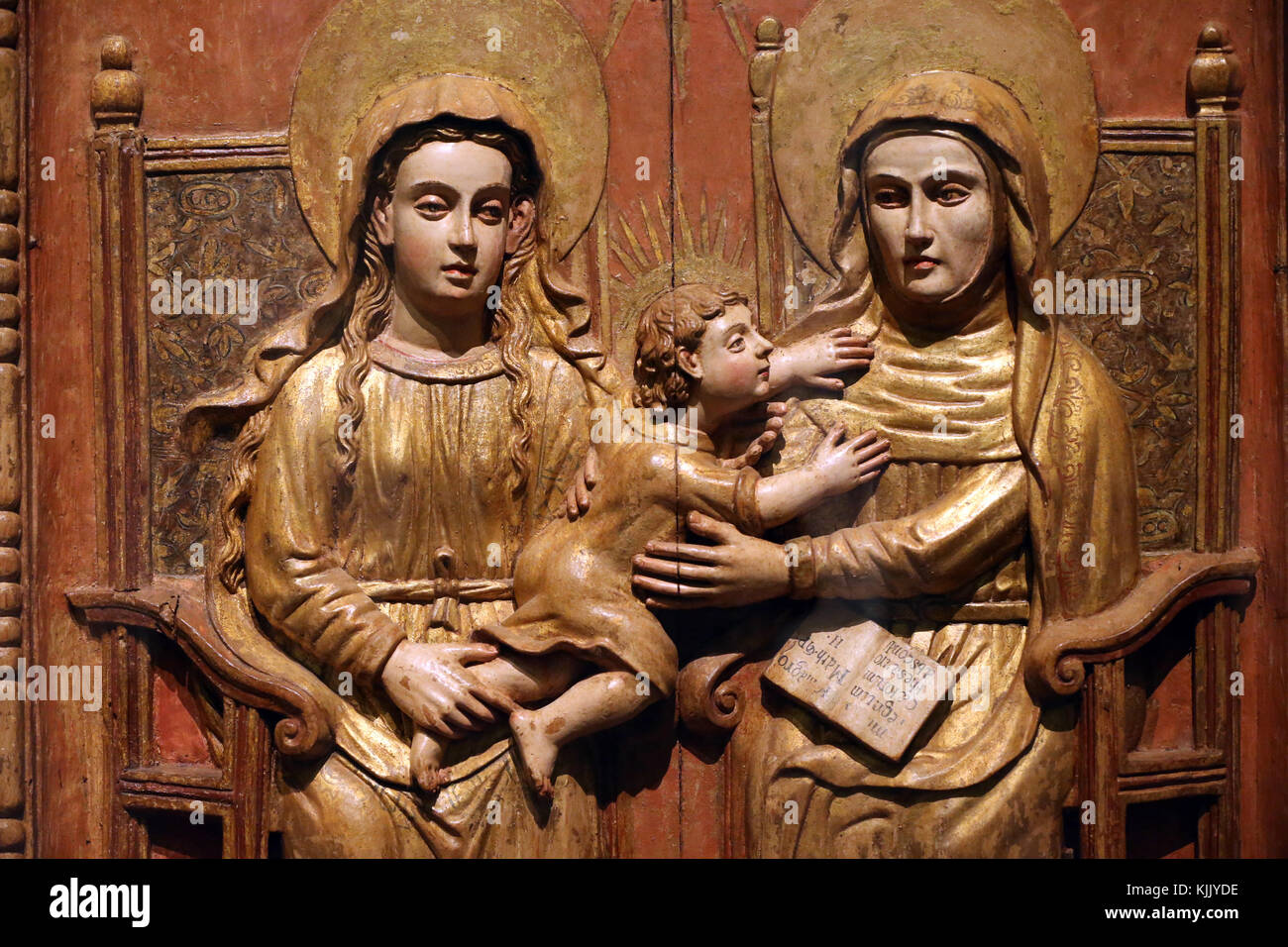 Civlisations asiatiques Musée. Le christianisme en Asie : l'Art Sacré et splendeur visuelle. Vierge à l'Enfant avec sainte Anne. L'Inde, 17e siècle. Singapour. Banque D'Images