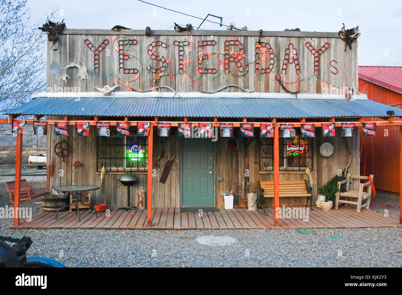 Bar d'hier, Big Sheep Road, Beaverhead Comté, Montana Dell,USA Banque D'Images