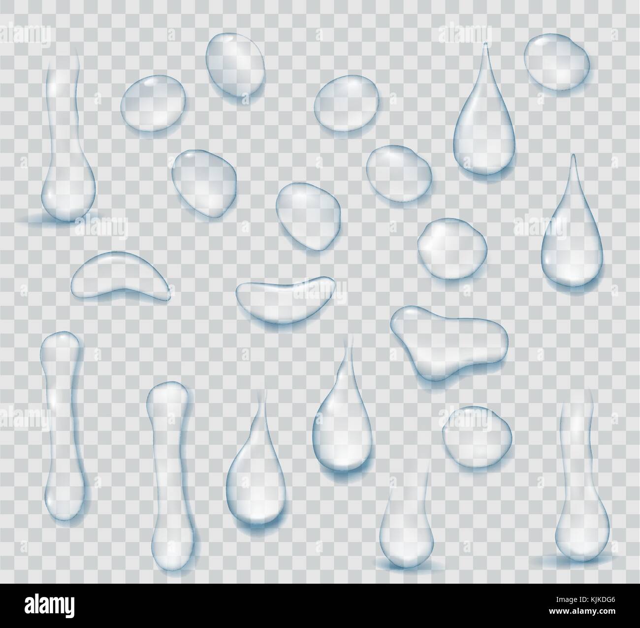 Les gouttes d'eau claire pure série réaliste isolé sur fond transparent. fond de l'eau réaliste avec des gouttes vector illustration Illustration de Vecteur