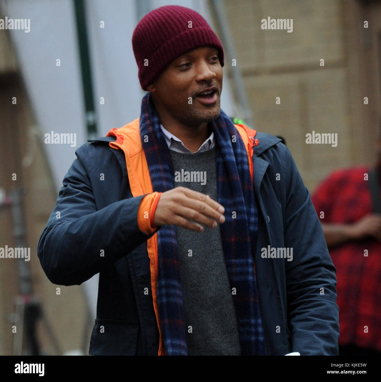 NEW YORK, NEW YORK - MARS 31 : L'acteur Will Smith fait du vélo sur le plateau de 'Collateral Beauty' à East Village le 31 mars 2016 à New York. Les gens : Will Smith Banque D'Images