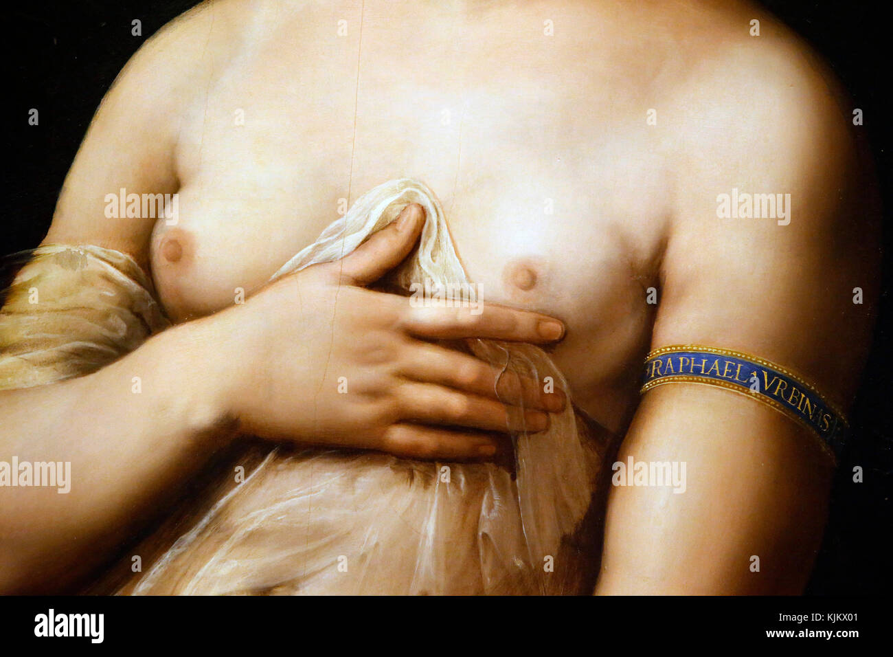 Galerie Barberini, Rome. La Fornarina. Raffaello. Raphael. Détail. L'Italie. Banque D'Images