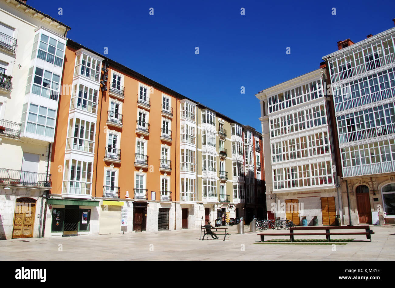 L'extérieur des bâtiments historiques, ofburgos carrés, Espagne Banque D'Images