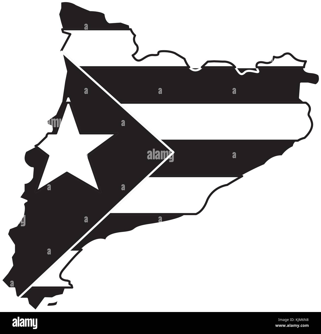 Drapeau de Catalogne et pays de droit sur l'icône Contour Illustration de Vecteur