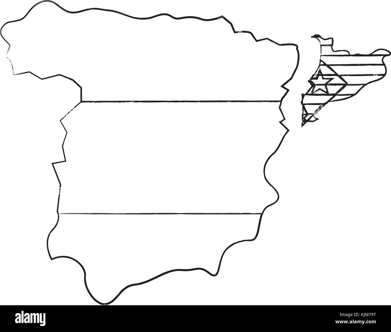 Droit sur l'icône du drapeau catalunya Illustration de Vecteur