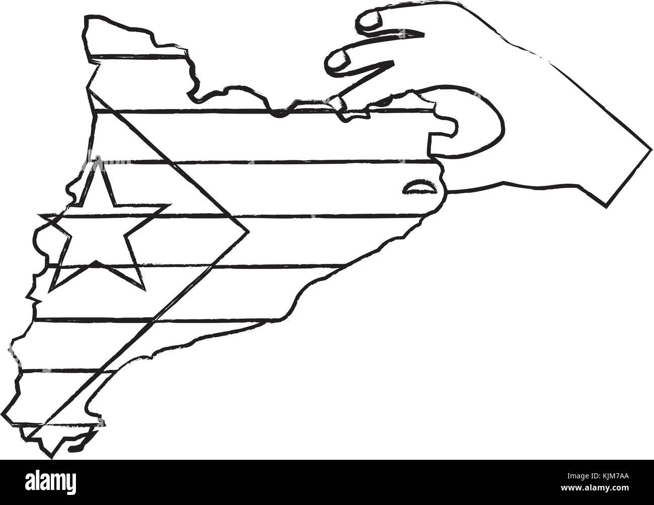 Droit sur l'icône du drapeau catalunya Illustration de Vecteur