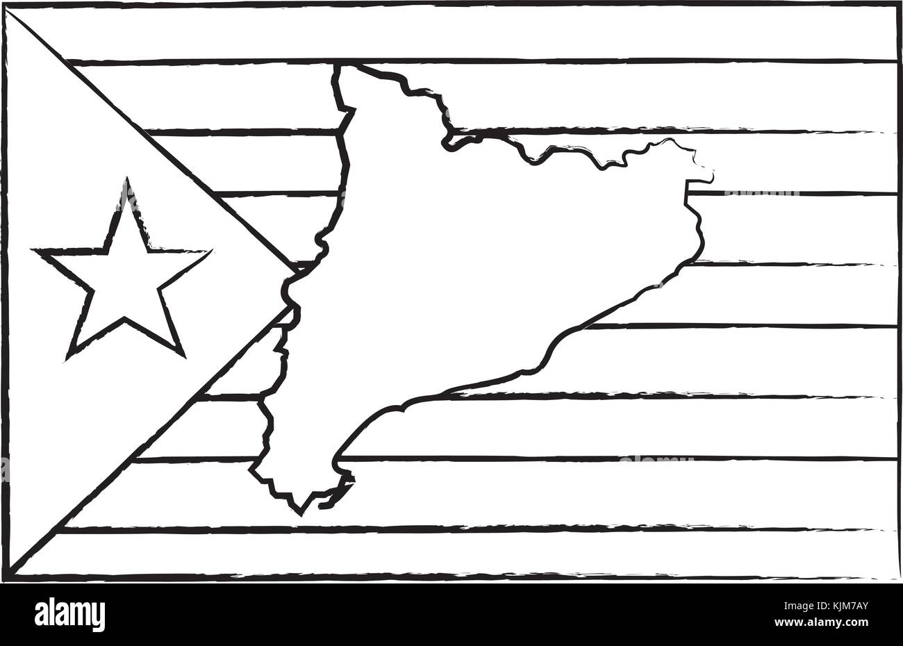 Droit sur l'icône du drapeau catalunya Illustration de Vecteur