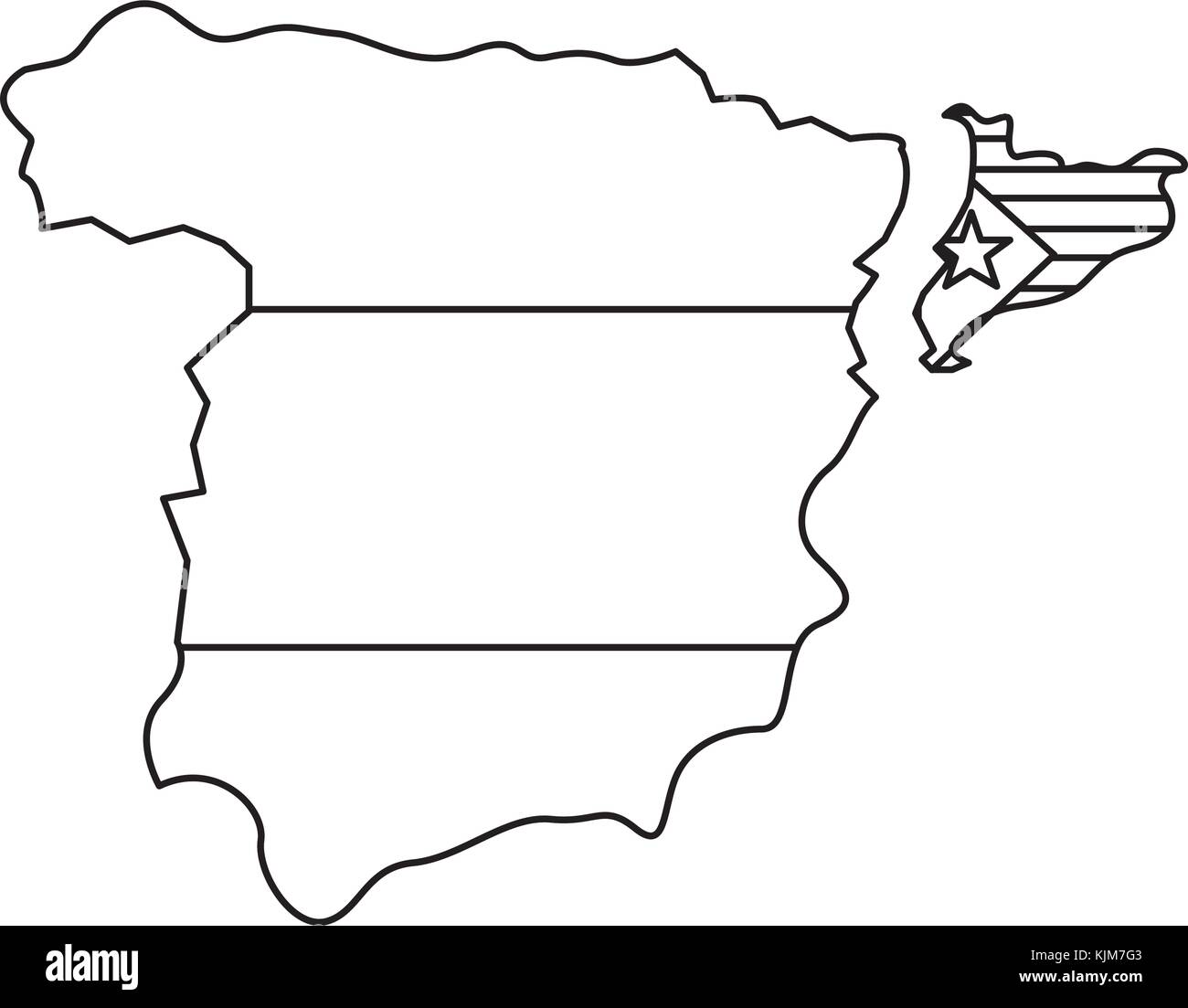 Droit sur l'icône du drapeau catalunya Illustration de Vecteur