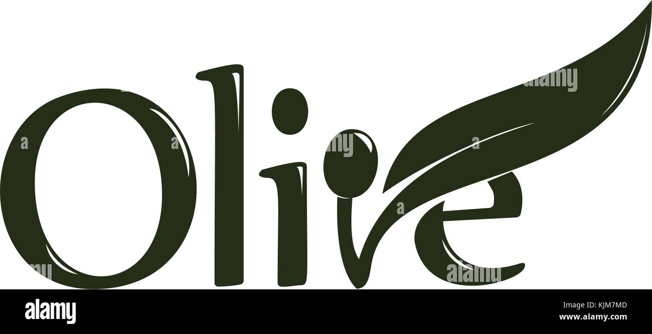 L'étiquette de l'huile d'olive, produit biologique. vector branche d'olivier avec feuille et drupes, logo Vector. Illustration de Vecteur