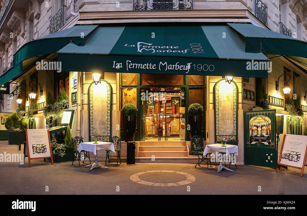 Le Fermette Marbeuf, un restaurant classé monument historique situé près de  l'avenue des champs-Élysées à Paris, en France Photo Stock - Alamy