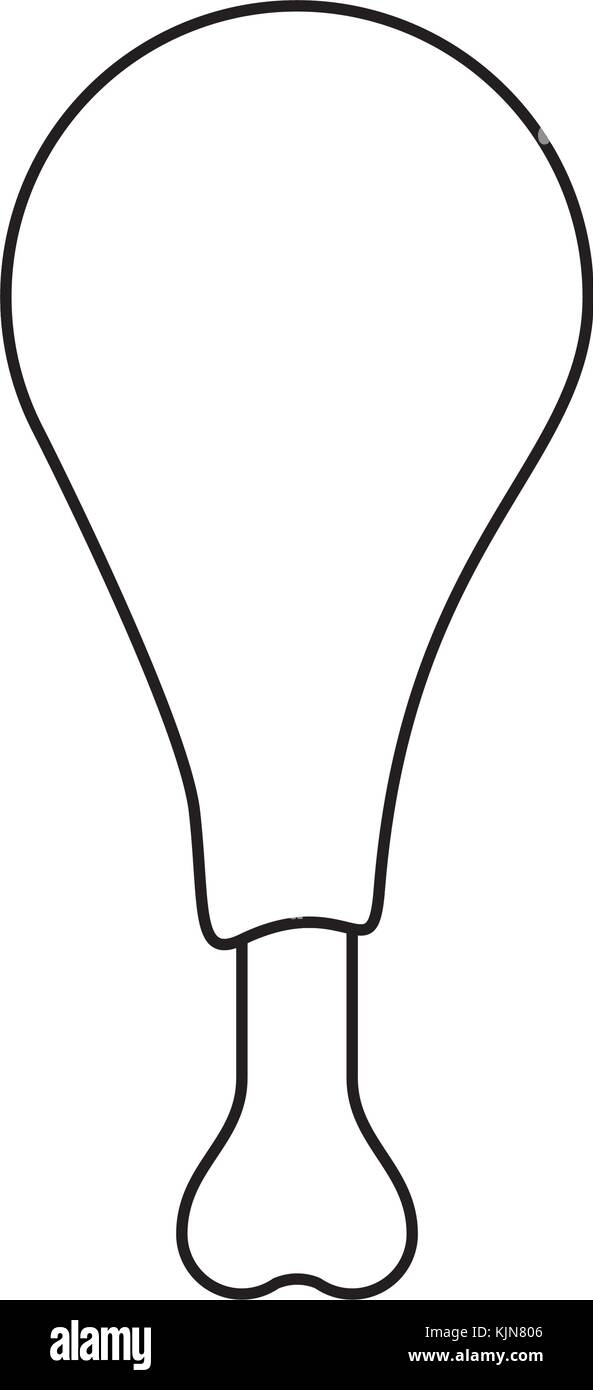 Cuisse de poulet silhouette monochrome sur fond blanc Illustration de Vecteur