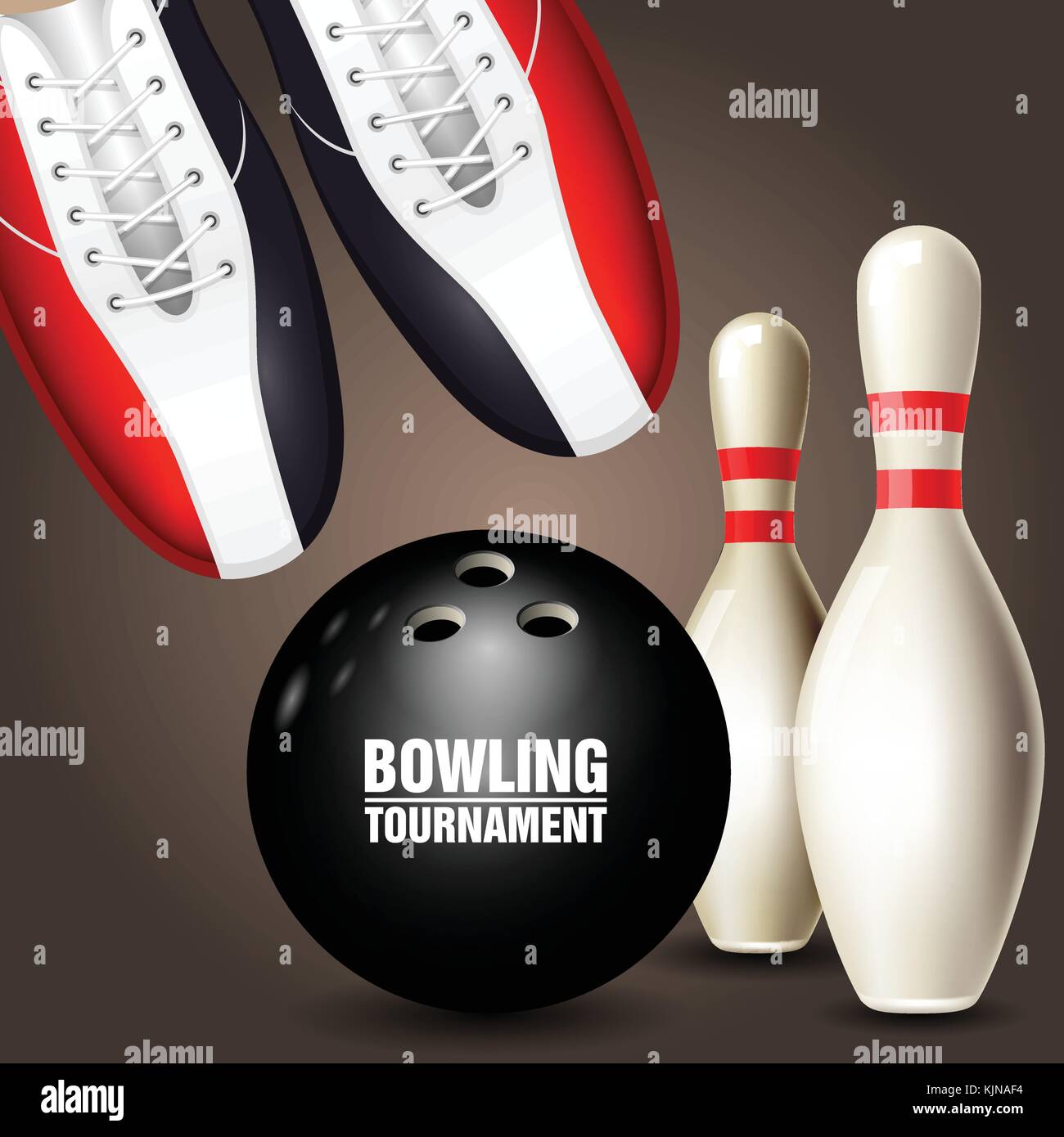 Chaussures de bowling et de quilles, ball - tournoi de quilles invitation ou poster Illustration de Vecteur