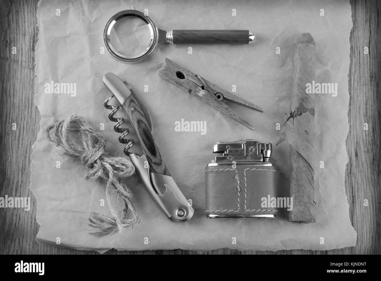 Accessoires de mode en noir et blanc Banque D'Images