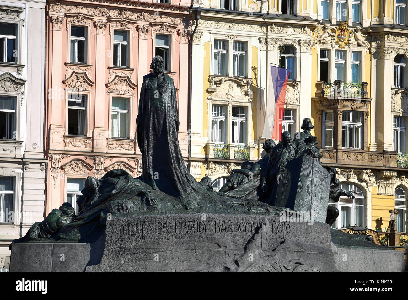 Monument de Jan Hus sur la place de la vieille ville (staromestske namestí) à Prague, République tchèque Banque D'Images