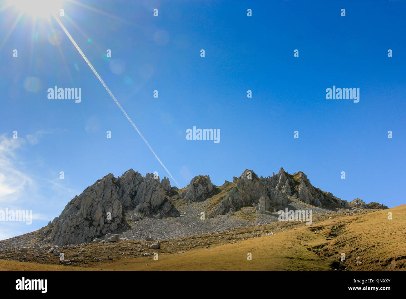 Rock formation dans les Picos de Europa par fuente de l'Espagne avec ciel bleu clair Banque D'Images