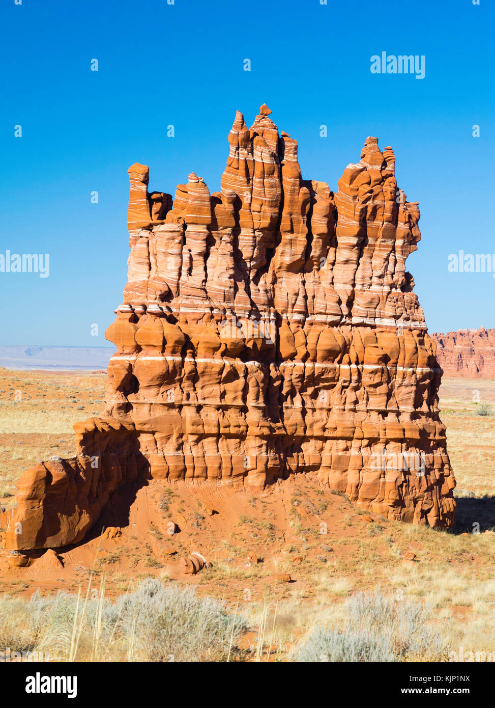 Matin vue d'une formation de grès Moenave dans l'Adeii Echii Falaises de Coconino county, Arizona. Banque D'Images