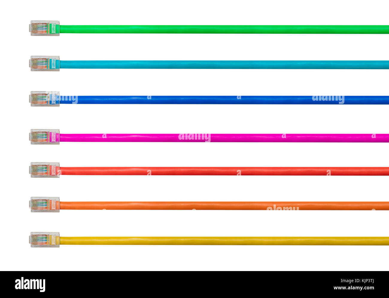 La disposition des câbles Cat5 isolées pour illustrer les connexions internet Banque D'Images