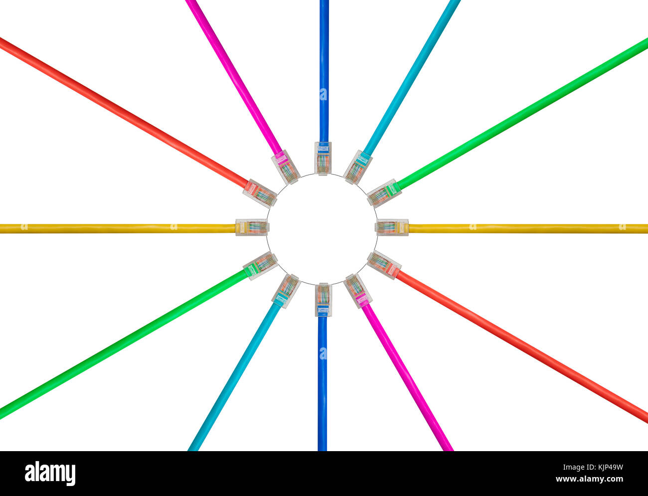 La disposition des câbles Cat5 isolées pour illustrer les connexions internet Banque D'Images