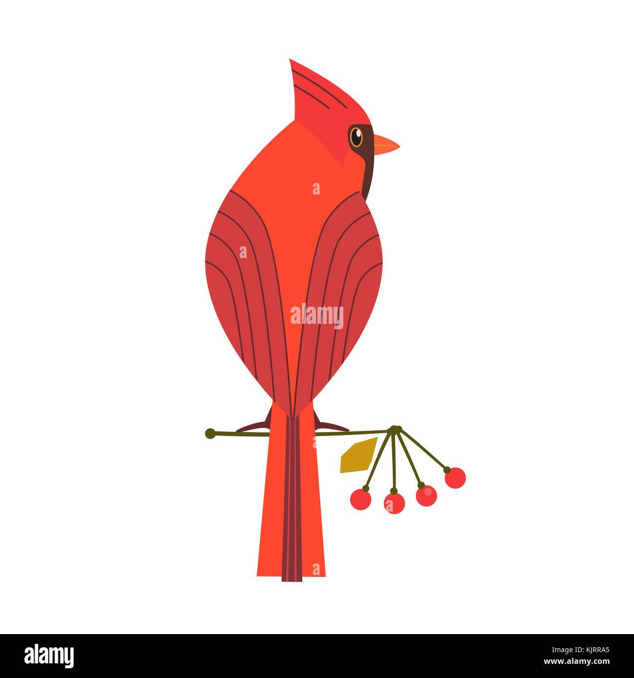 Icône oiseau rouge cardinal mignon Illustration de Vecteur