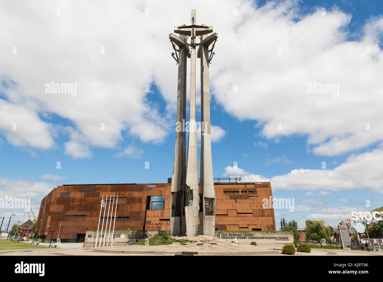 Danzig, Pologne - 7 juillet 2016 : Stocznia Gdanska : Monument aux morts ouvriers de chantier naval Banque D'Images