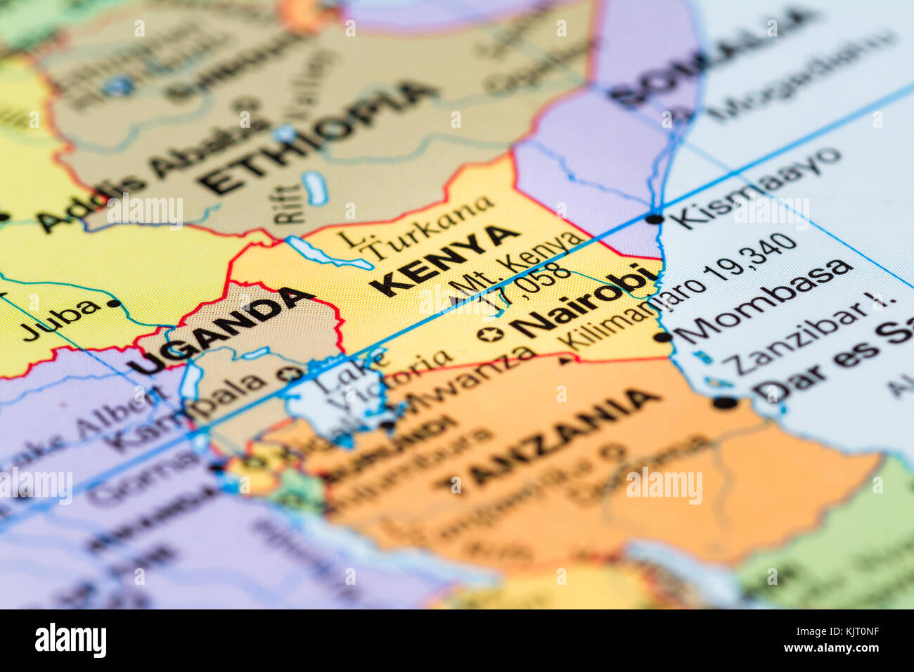 Gros Plan Dune Carte Du Monde Avec Le Pays Du Kenya à Se