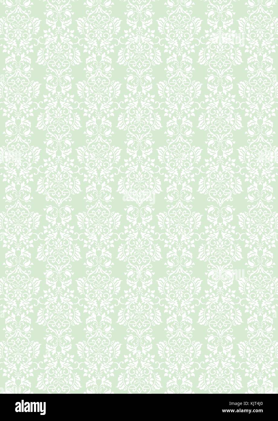 Format A3 blanc élégant motif fleurs vert Texture papier peint fond Illustration de Vecteur