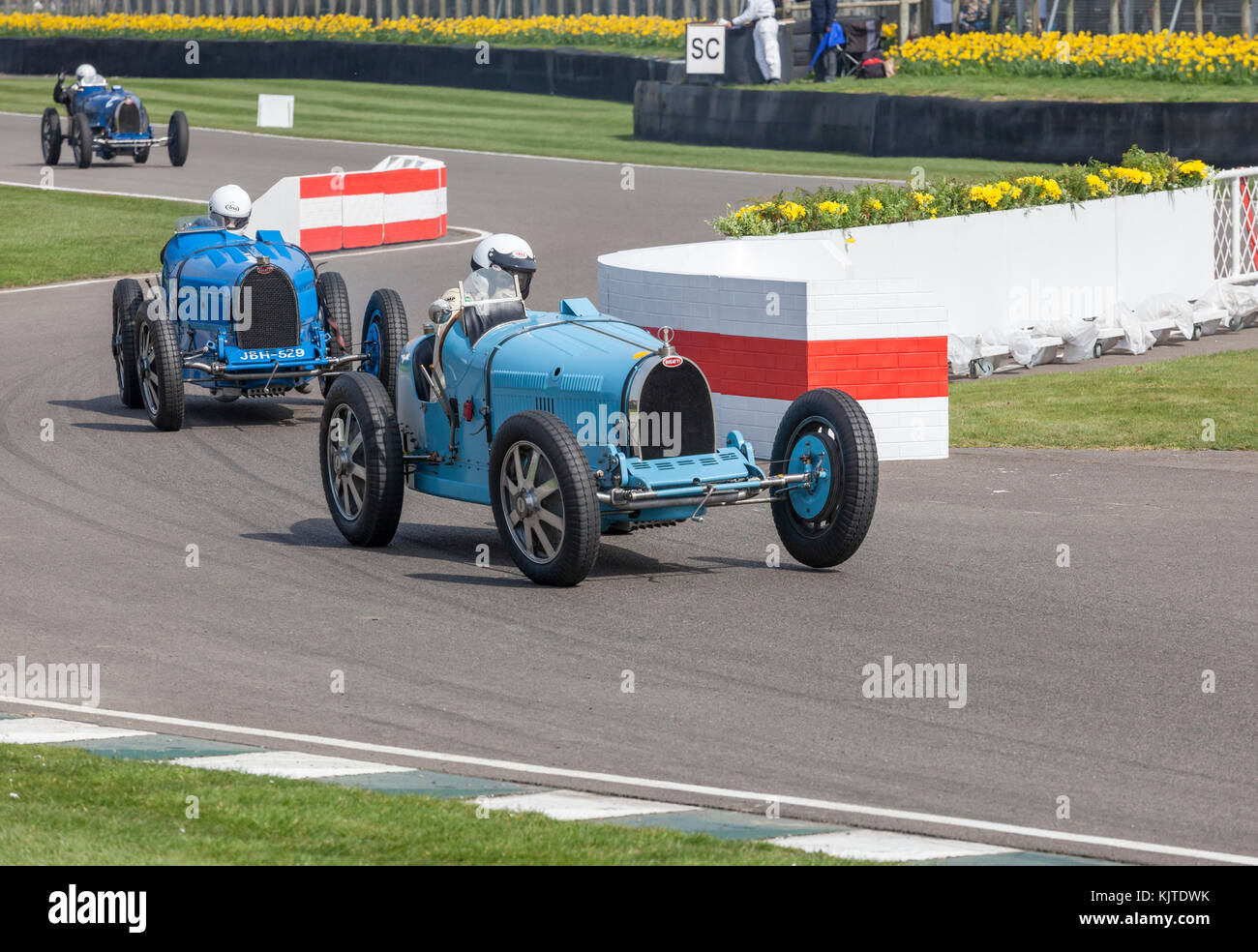Bugatti Goodwood Revival, course de moto Historique Banque D'Images