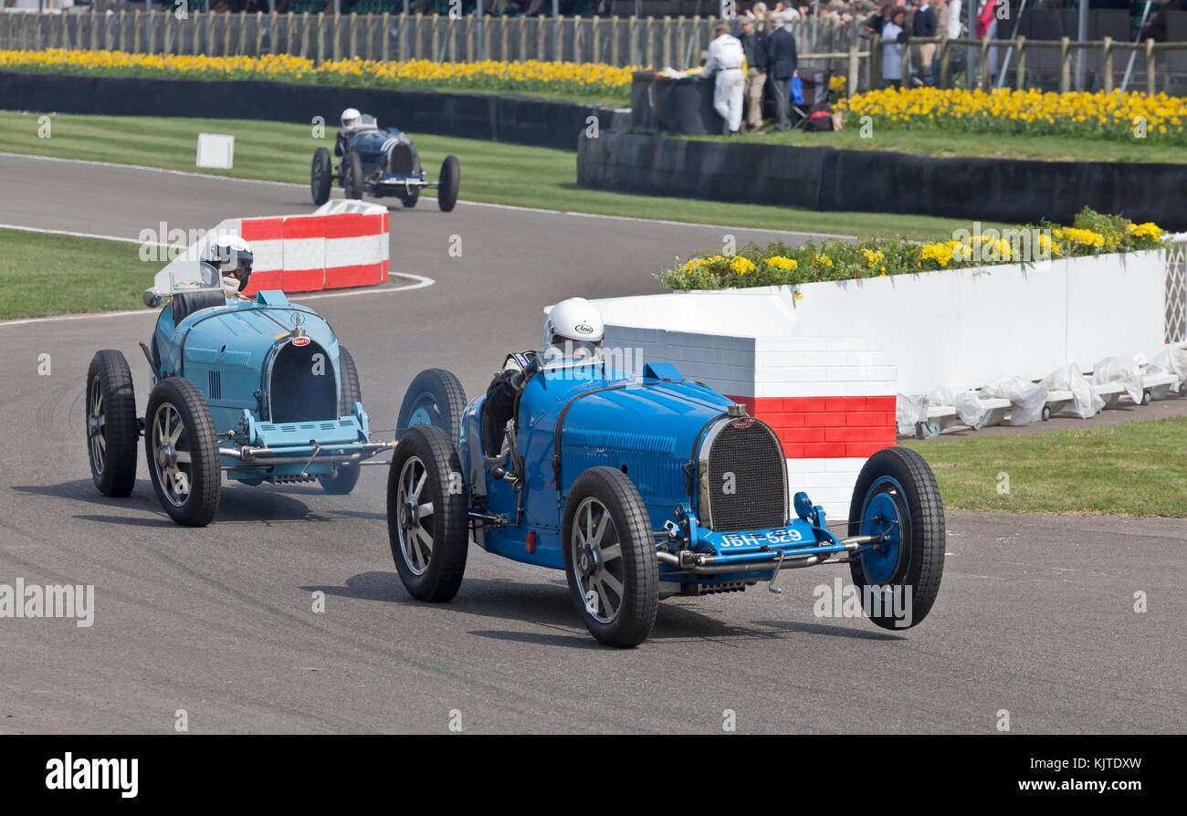 Bugatti Goodwood Revival, course de moto Historique Banque D'Images