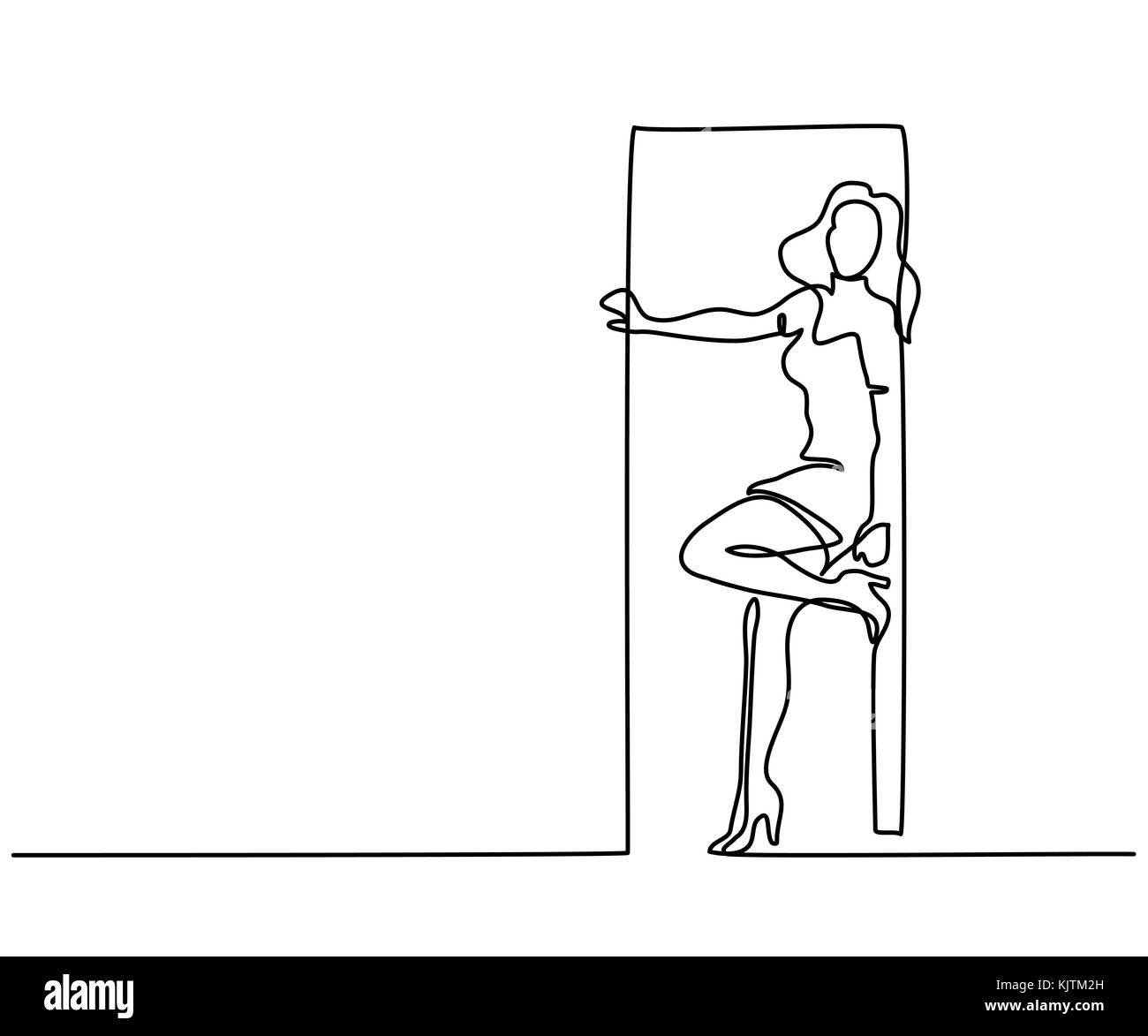 Woman standing in doorway Illustration de Vecteur