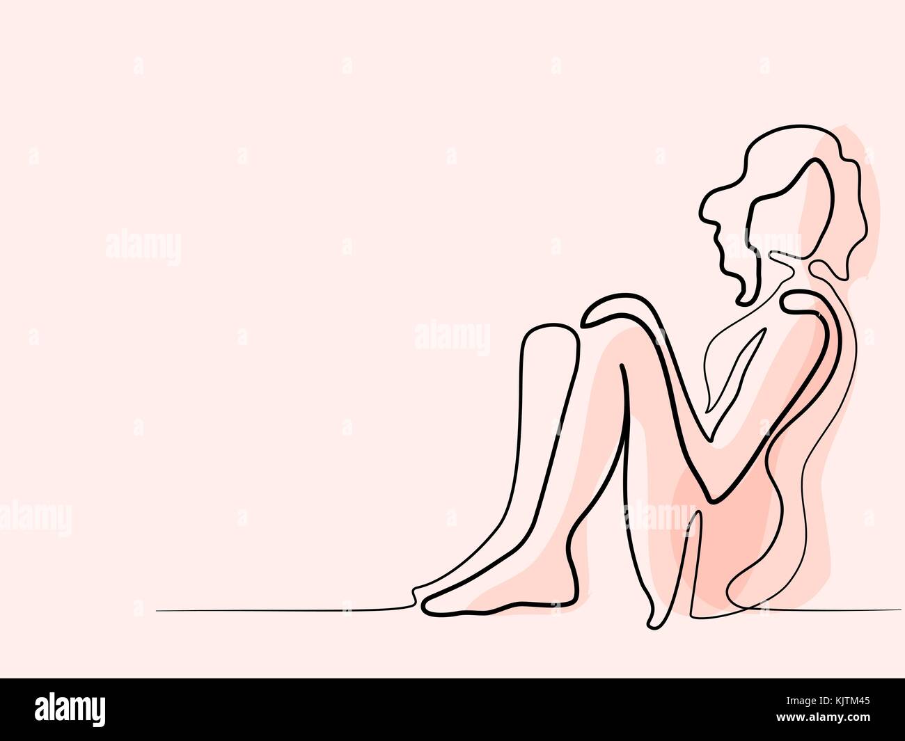 Femme assise par le mur Illustration de Vecteur