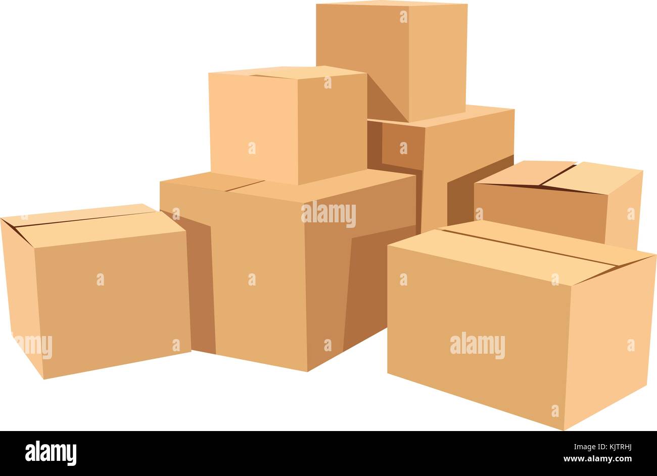 Pile de boîtes en carton empilées Biens scellés. vector illustration style plat isolé sur fond blanc. Illustration de Vecteur