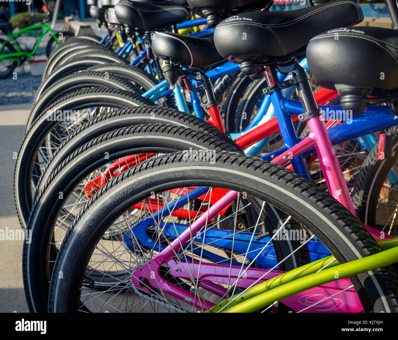 Ligne de vélos à vendre à l'extérieur d'un magasin de vélo Photo Stock -  Alamy