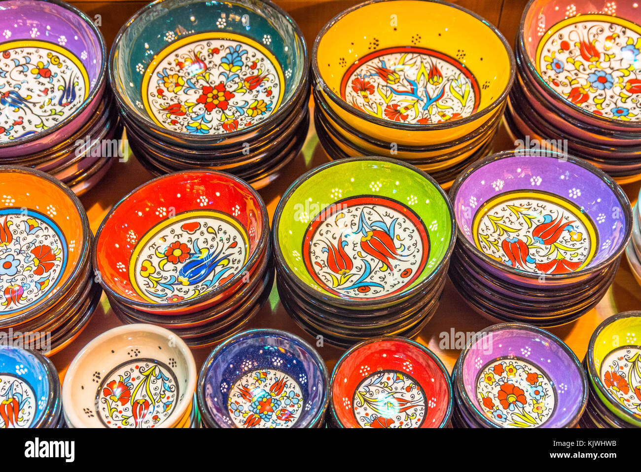 Lot De 6 Bols Décoratifs Turcs En Céramique Faits Main - Multicolores Géométriques - 8 Cm - Passe Au Lave-vaisselle