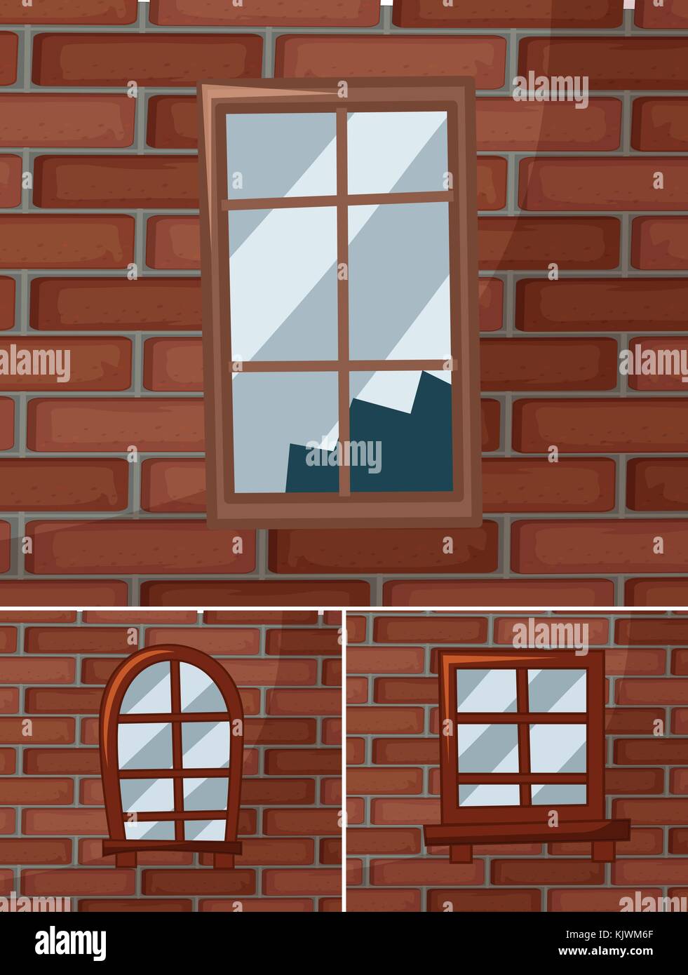 Vitres brisées sur l'illustration brickwalls Illustration de Vecteur