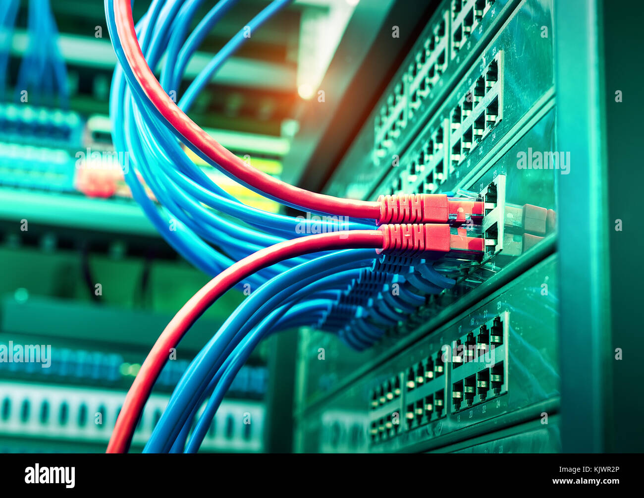 Commutateur réseau et ethernet,Data Center. Banque D'Images