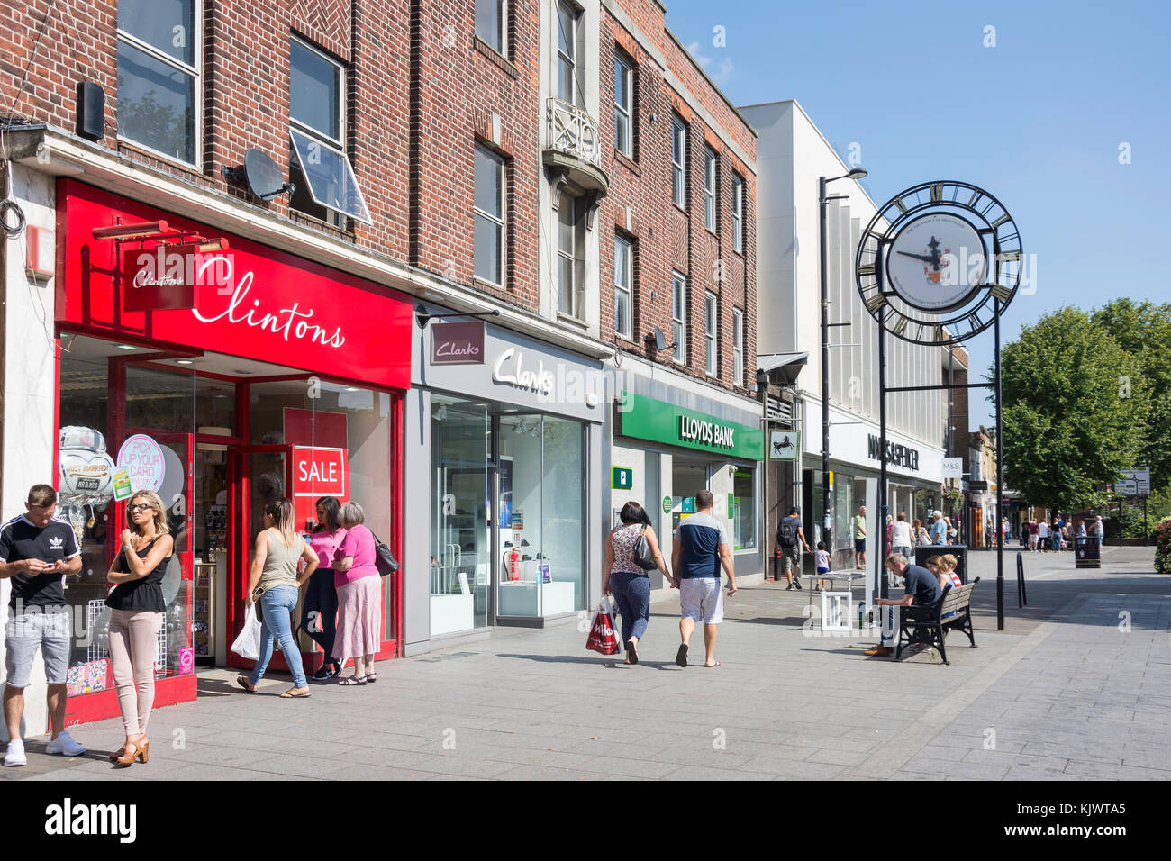 Tour de l'horloge, High Street, Brentwood, Essex, Angleterre, Royaume-Uni Banque D'Images