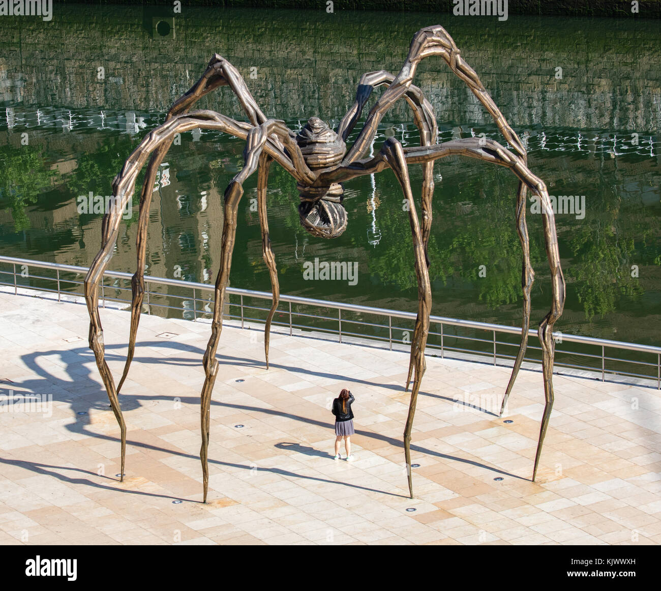 Maman le géant de l'acier et de bronze sculpture d'araignée à l'extérieur du Musée Guggenheim d'Art à Bilbao Espagne Banque D'Images