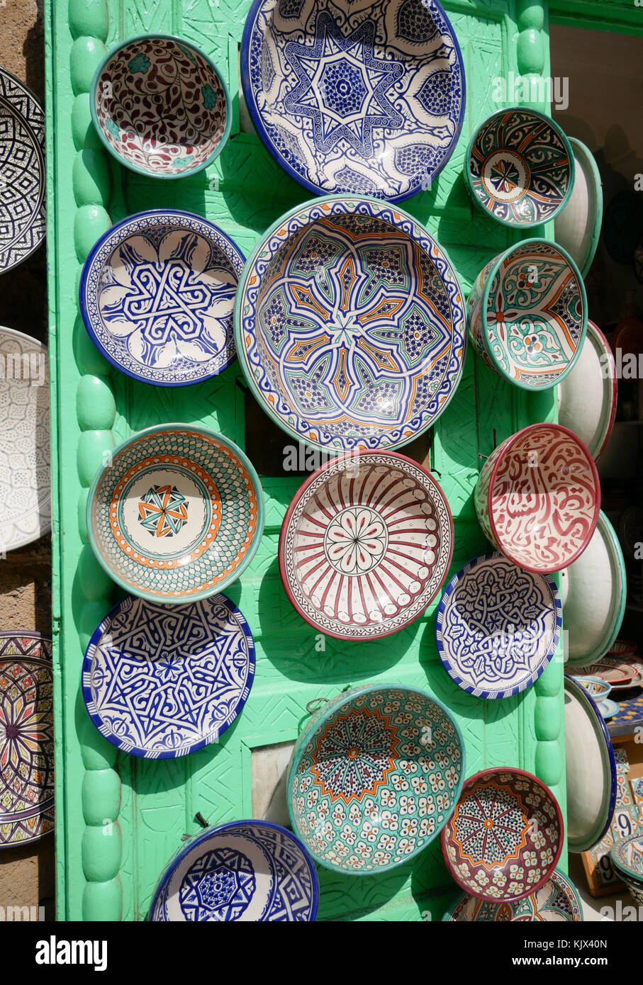 Sur l'affichage en céramique, marché à Essaouira Banque D'Images