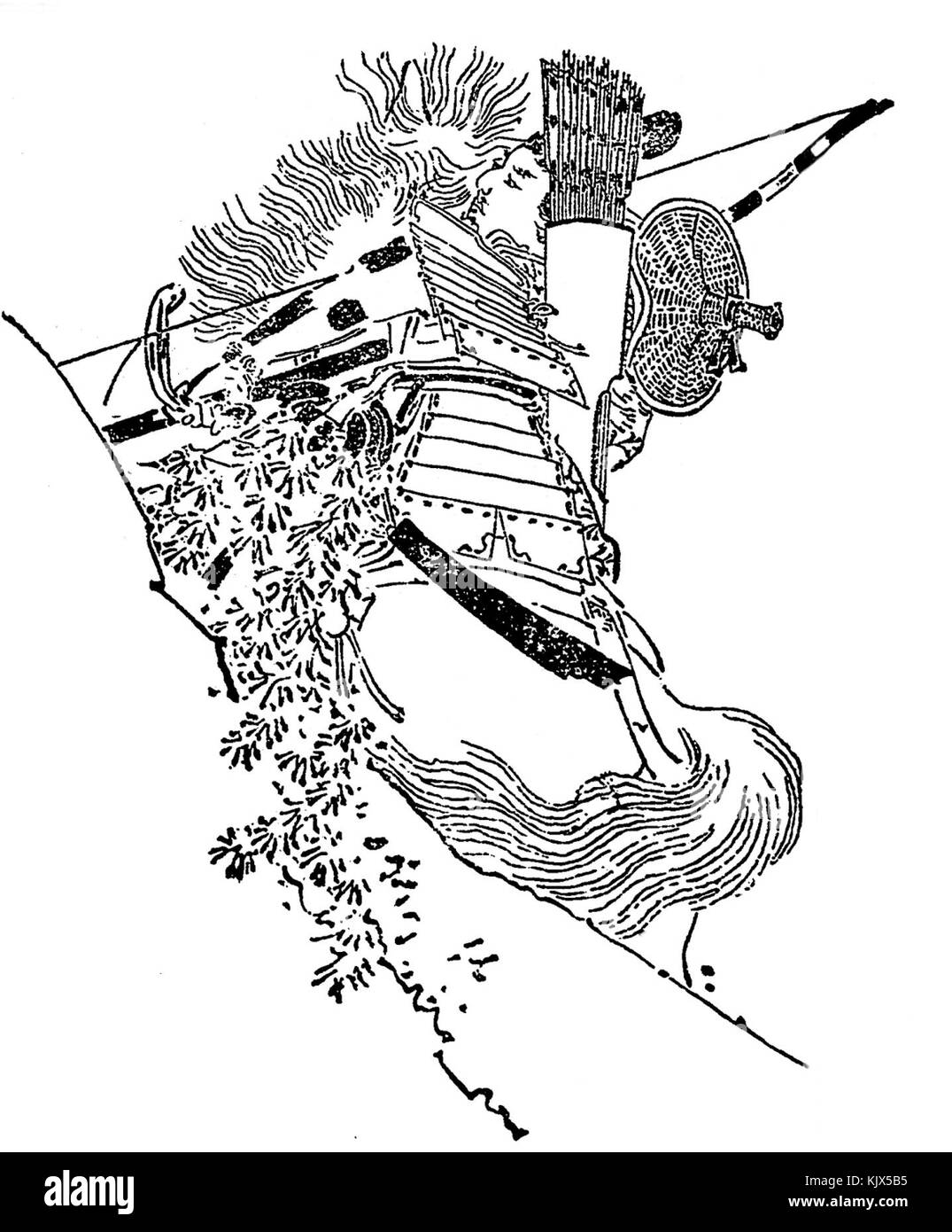 Portrait historique ou image de Takeda Nobuyoshi, probablement un samouraï ou une figure notable de l'histoire japonaise, représentant l'individu dans un contexte historique. Banque D'Images