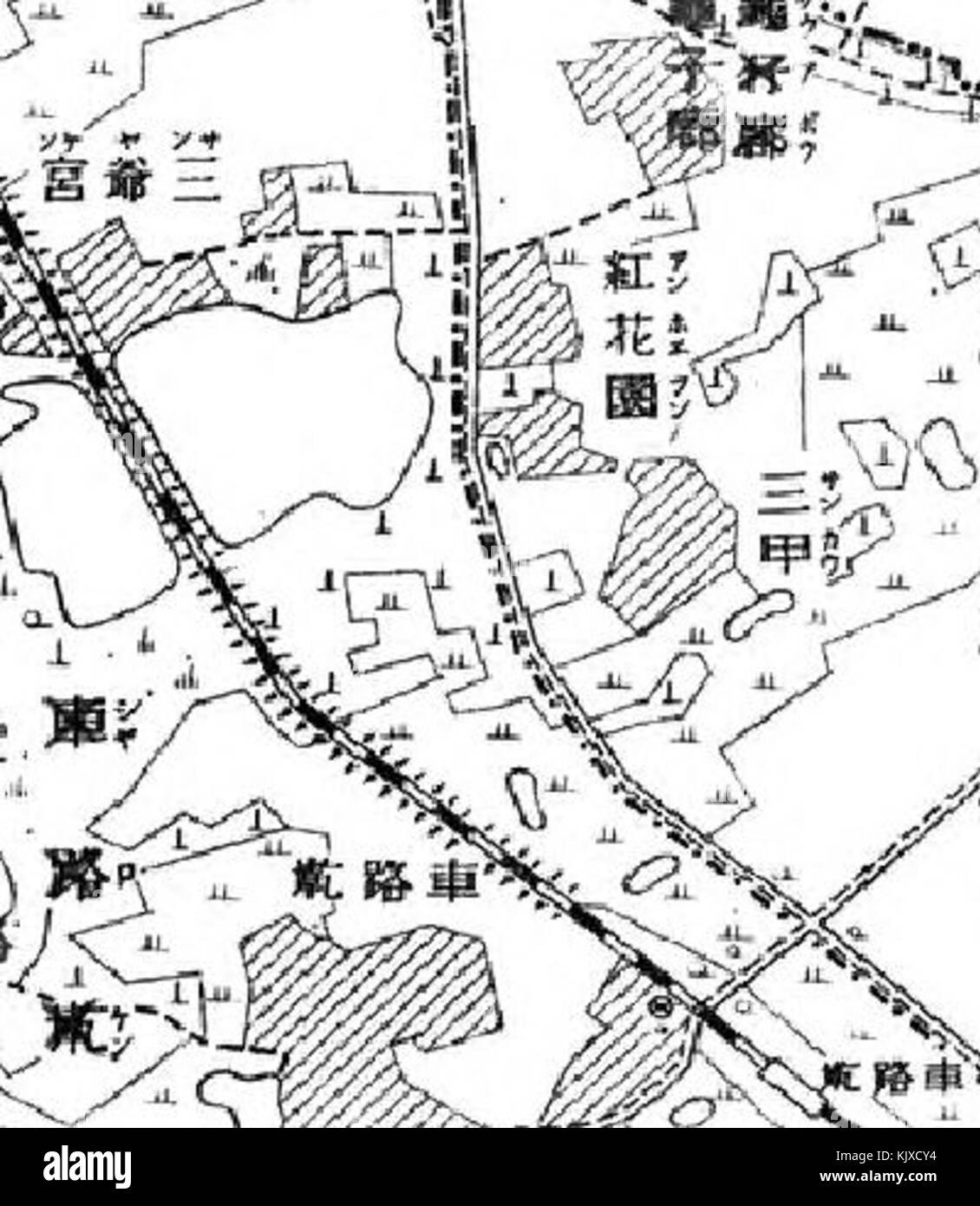 Carte de 1904 montrant la gare de Sharoken et l'infrastructure ferroviaire environnante, utilisée comme référence historique sur le transport et la colonisation au début du XXe siècle. Banque D'Images