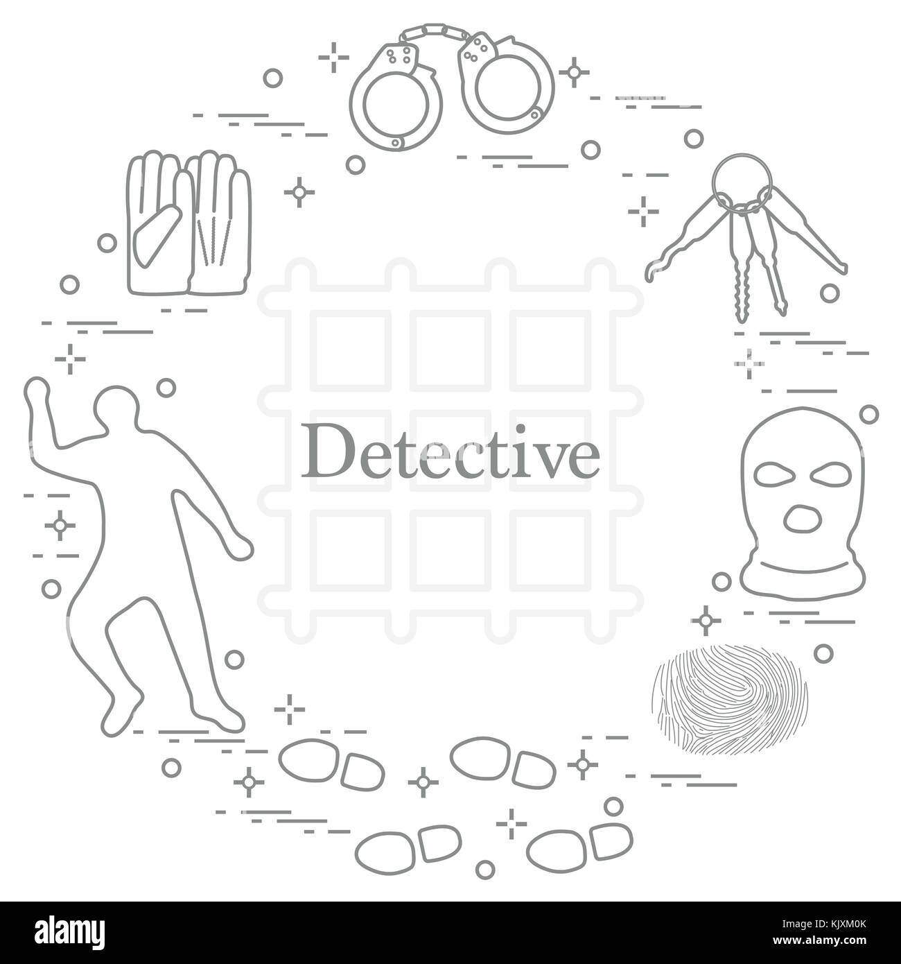 Les éléments criminels et détective. crime, law and justice vector icons. conception d'annonce, l'impression. Illustration de Vecteur