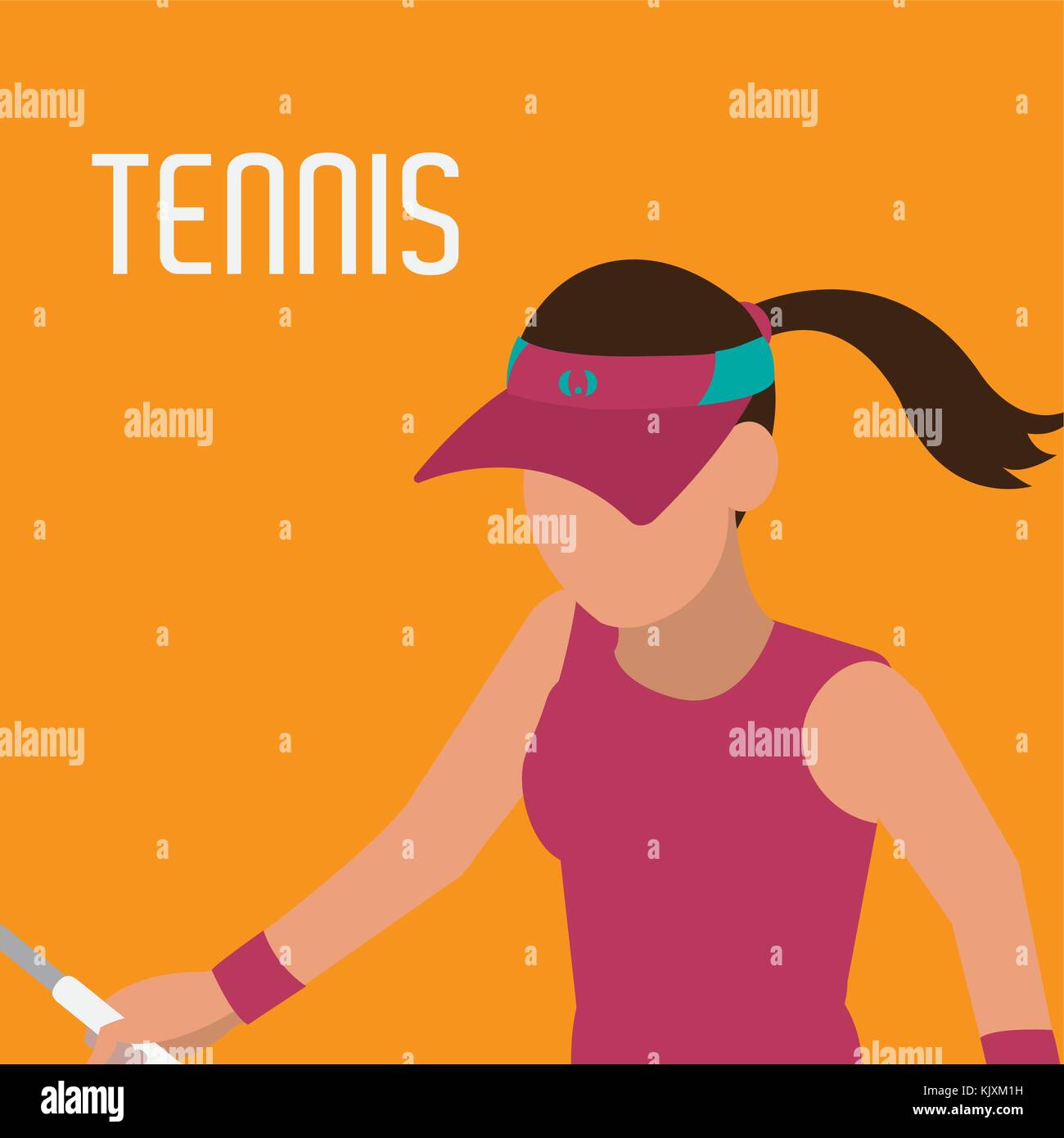 Femme jouer au tennis avec cap et uniforme Illustration de Vecteur