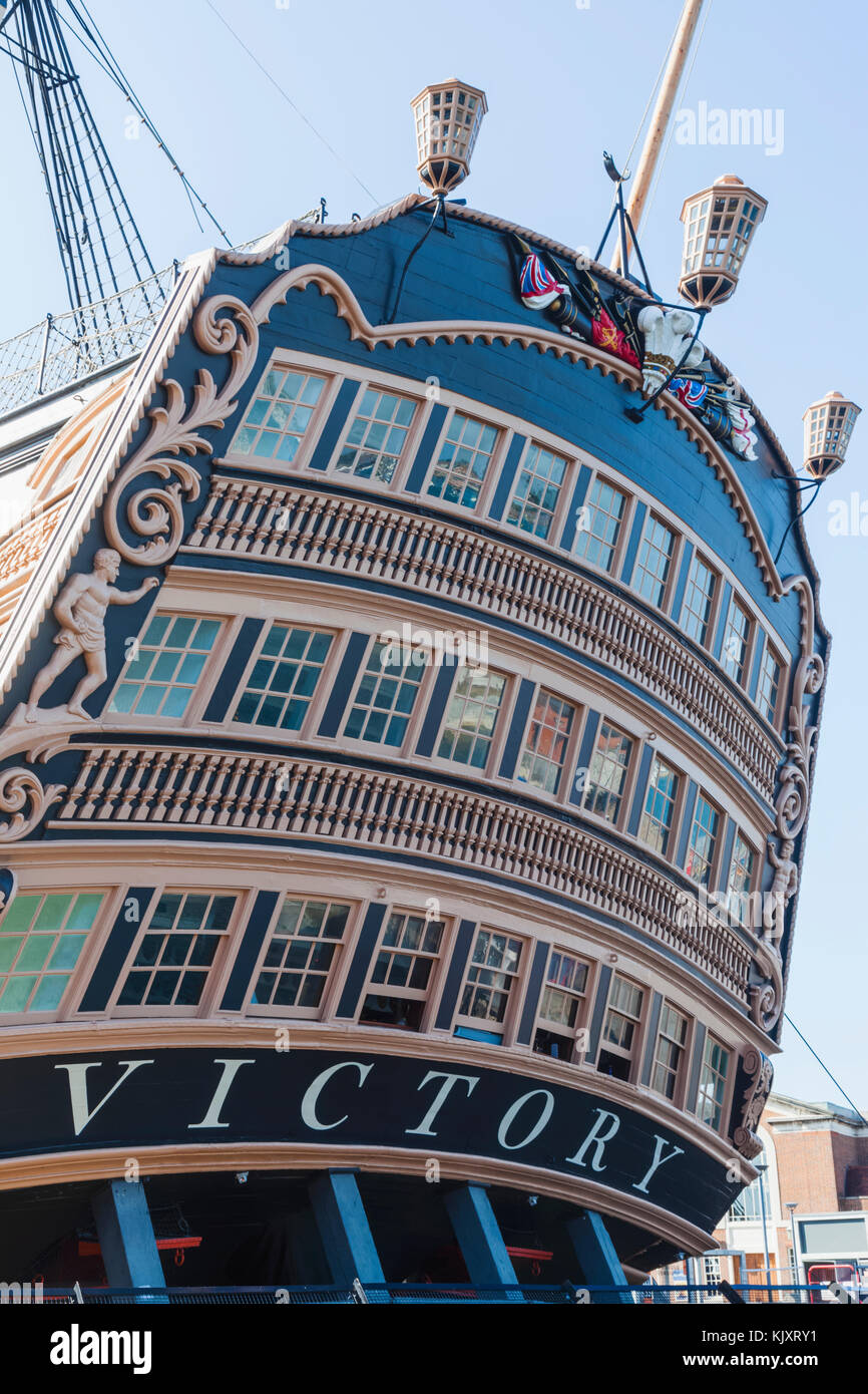 L'Angleterre, dans le Hampshire, Portsmouth, Portsmouth Historic Dockyard, HMS Victory Banque D'Images