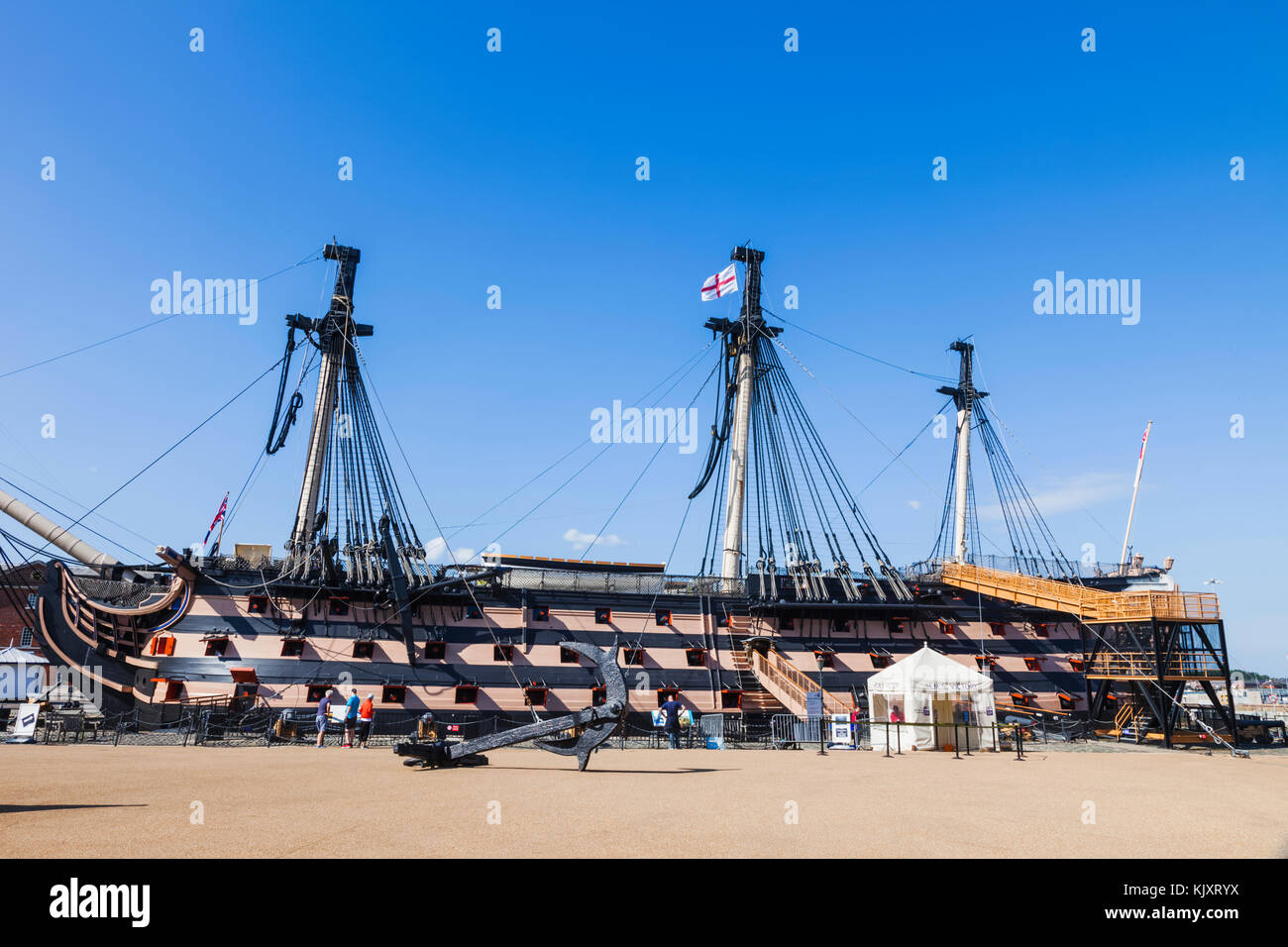 L'Angleterre, dans le Hampshire, Portsmouth, Portsmouth Historic Dockyard, HMS Victory Banque D'Images