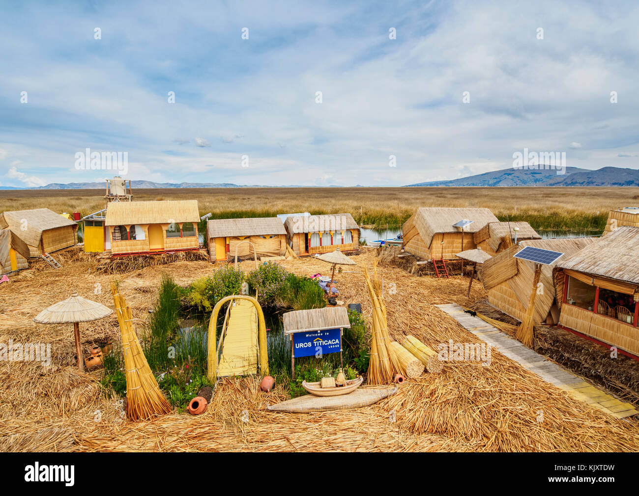 Uros titicaca lodge, îles flottantes des Uros, lac Titicaca, région de Puno, Pérou Banque D'Images