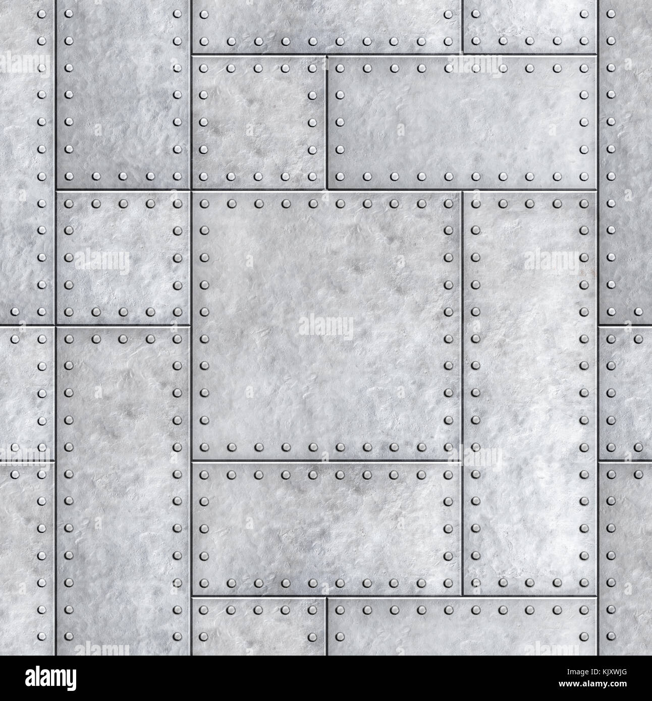 Plaques en métal blindé avec rivets contexte ou la texture 3d illustration Banque D'Images
