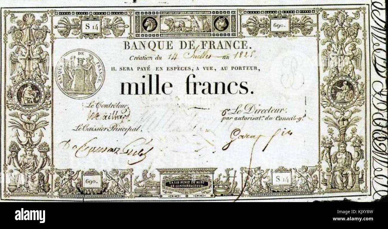 France 1000 francs 1817 Banque D'Images