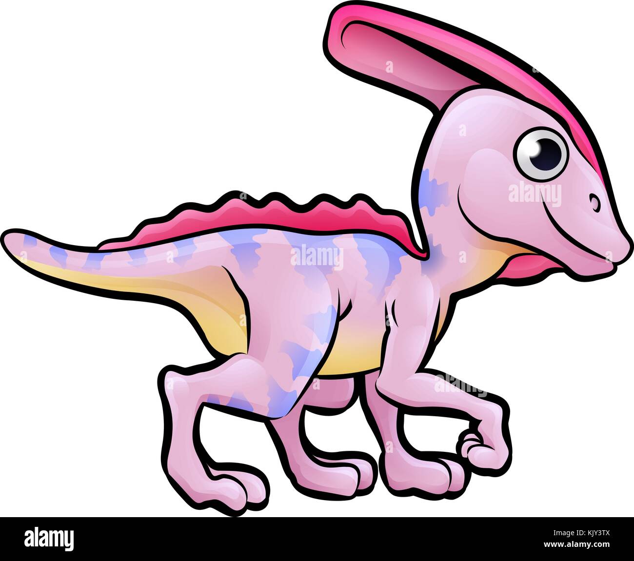 Personnage de dessin animé Parasaurolophus Dinosaur Illustration de Vecteur