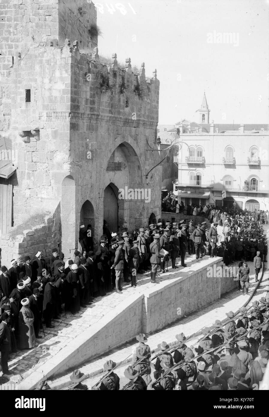 Entrée de Maréchal Allenby, Jérusalem, 11 décembre 1917. matpc.02228.left Banque D'Images