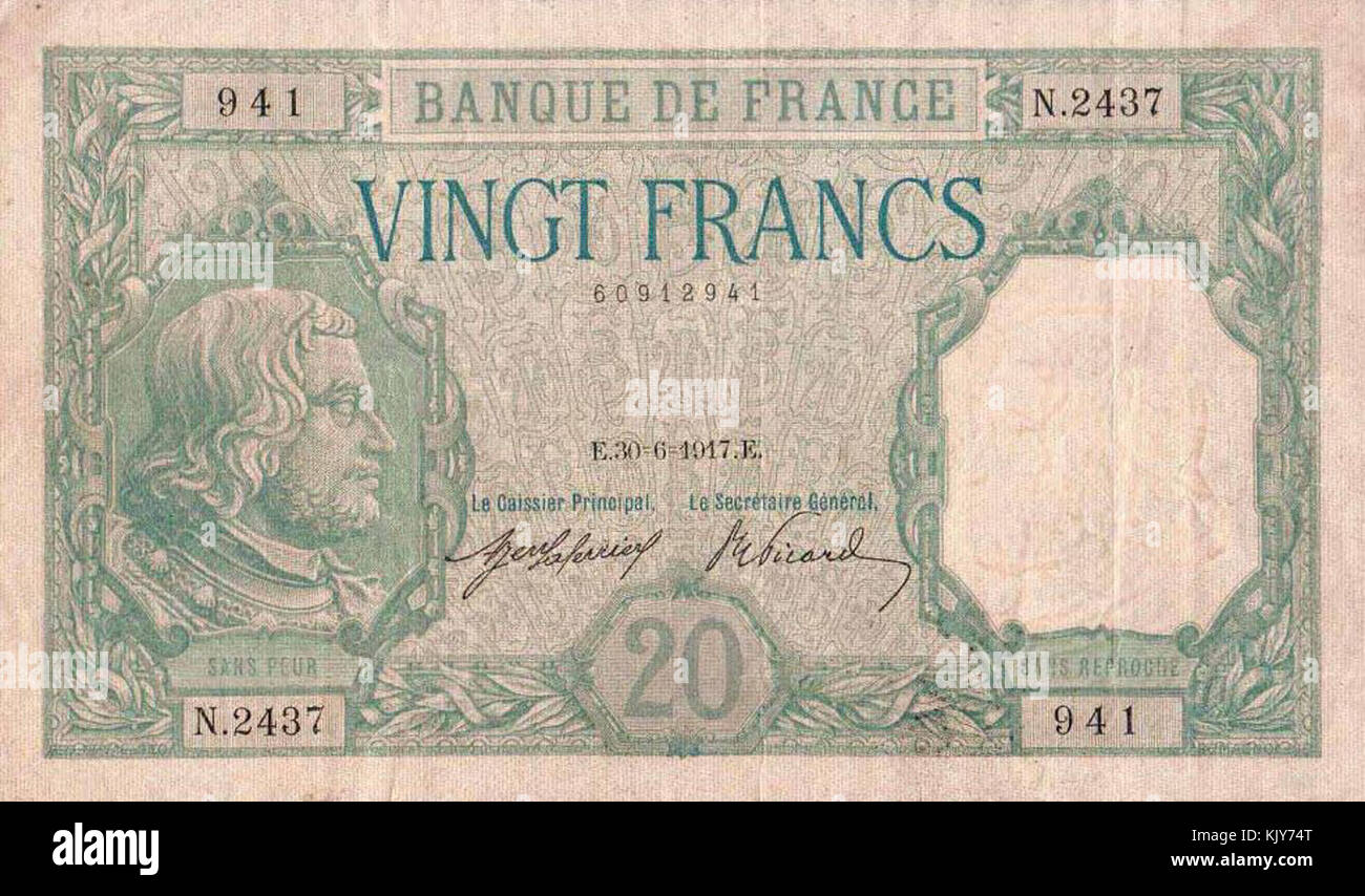 France 20 francs Bayard 01 Banque D'Images France 20 francs Bayard 01 Banque D'Images