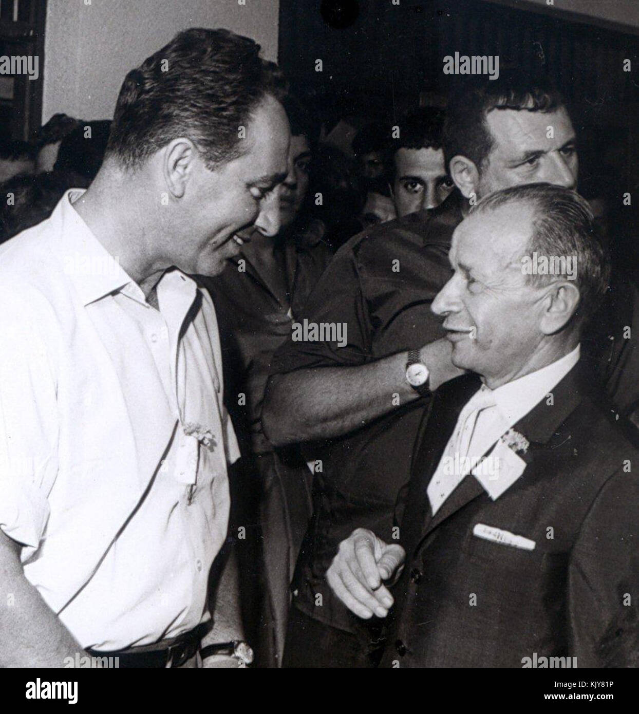 Mordechai Navon et Shimon Peres Banque D'Images